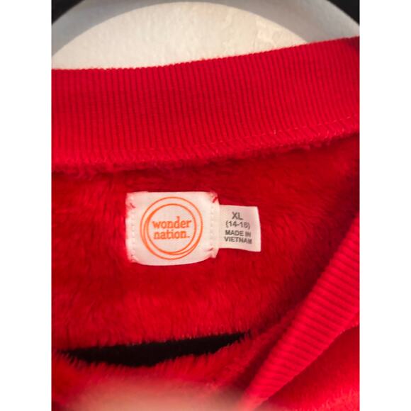Wonder Nation Girls XL Red Velour Pullover Sweatshirt Holiday Crewneck Xmas - Picture 4 of 4